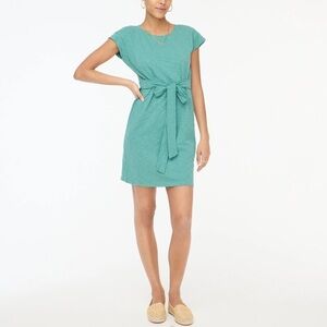 J crew 100% cotton tie front t-shirt mini dress LG summer lightweight coastal